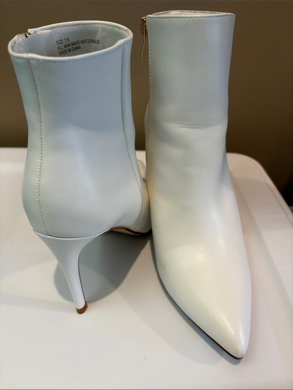 Lulu's White Pointed Stiletto Ankle Boots